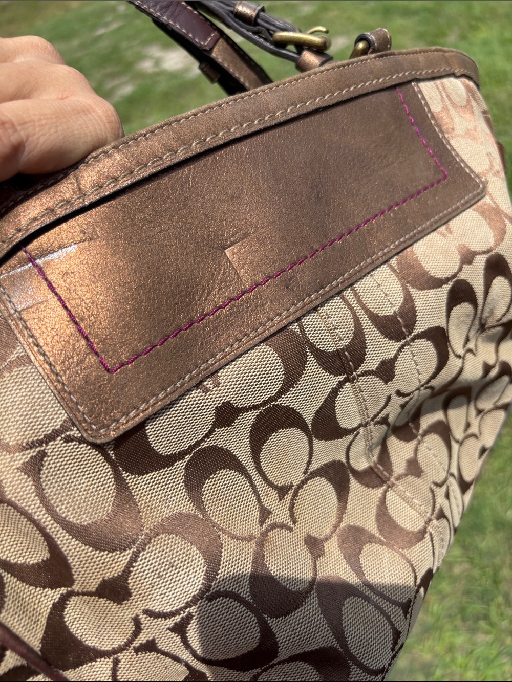 CoachY2K from the 2000 Beige and Brown Signature Canvas Tote - Picture 8 of 12
